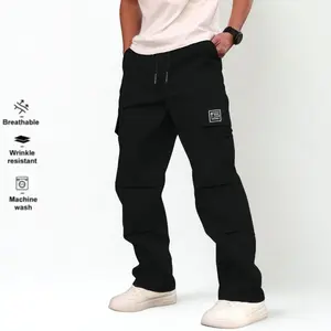 American streetwear cargo pants for men — lightweight, breathable summer long pants with multiple pockets, versatile casual trousers