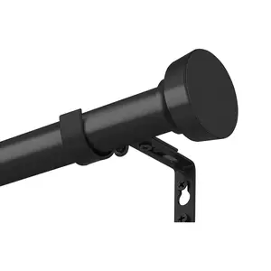 Curtain Rods for Windows 66 to 120 Inch(5.5-10 Feet),Black 1'' Diameter Drapery Rods with End Cap Style Design,Modern Adjustable Heavy Duty Curtain Rod,Size:32''-120'', Telescopic Curtain Rod