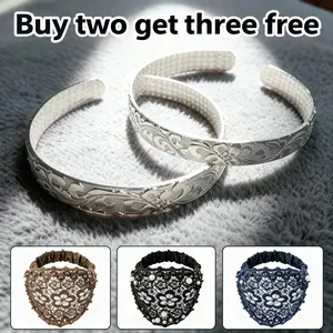 2-Pack 925 Silver Plated  Floral Bracelets with Free Headband Set - Boho Chic Jewelry & Hair Accessories high appearance
