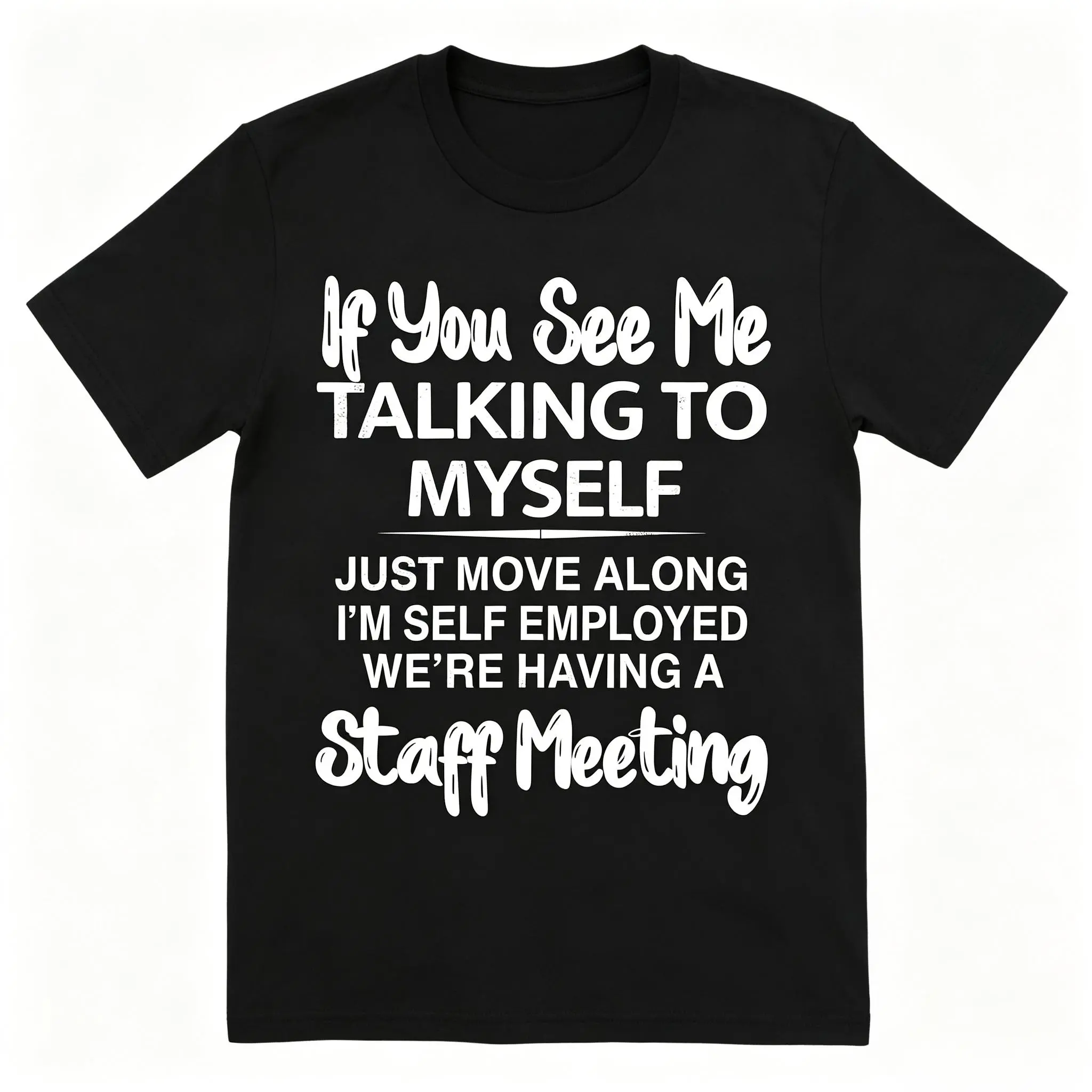 Oversized Plus Size Men's Short-Sleeve Cotton Streetwear Top, Graphic "If You See Me Talking to Myself" Tee, Summer Outdoor Sports T-Shirt