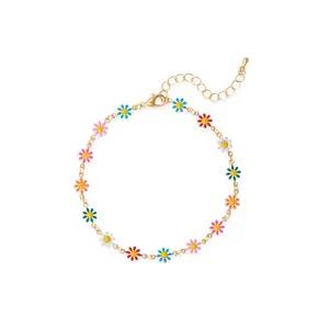 Daisy Colorful Enamel Flower Anklet