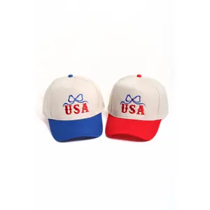 USA BOW Embroidery 5 Panel Two Tone Caps