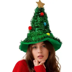 Christmas Tree Hat Party Use, Party Event Props, No Electricity, No Feathers, Durable Plastic Material, Hand Washable, Holiday Decoration Hat