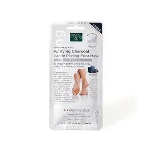Earth Therapeutics Large Peeling Foot Mask Charcoal Single Purifying Charcoal Gentle Peeling Foot Mask with Pocket-Size Delivery System
