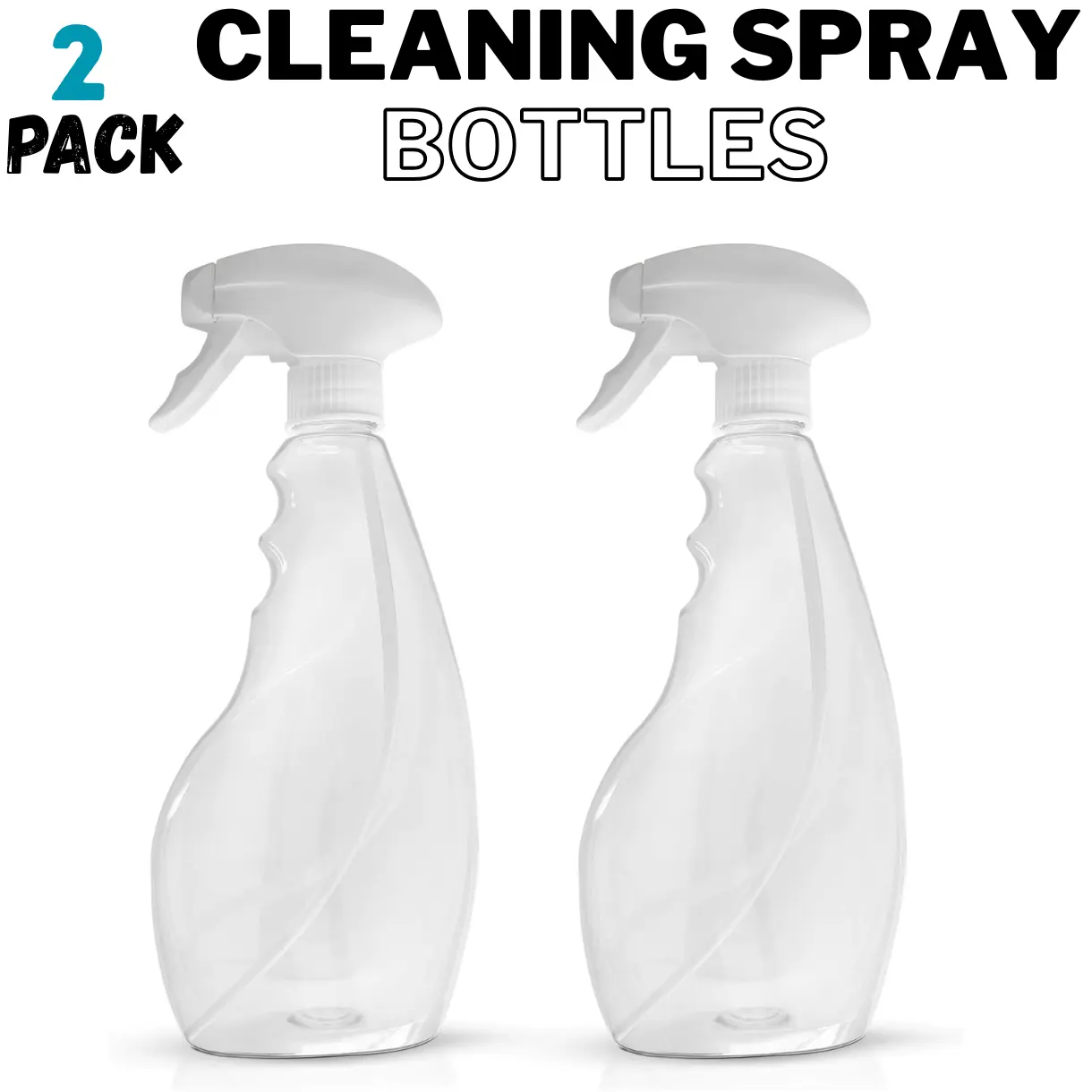 Large 17oz Spray Bottles For Cleaning Solutions and Gardening, Plant, Water, Durable Trigger Sprayer, Refillable, All Directions, Clear