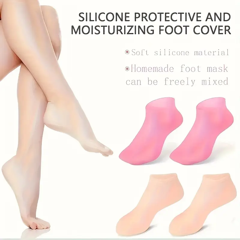 Silicone Foot Care Socks for Women - Moisturizing, Soft & Smooth, Intensive Moisturizer for Dry Cracked Feet, Basic Foot Masks for SPA at Home