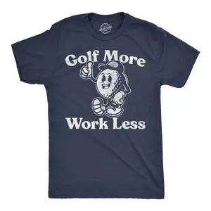 Mens Funny T Shirts Golf More Work Less Sarcastic Golfing Graphic Novelty Tee for Men Mens Funny T Shirts Cool Vintage Fashion T-Shirt Gift Classic Menswear Office Apparel for Men Funny Golf Short Sleeve Navy -