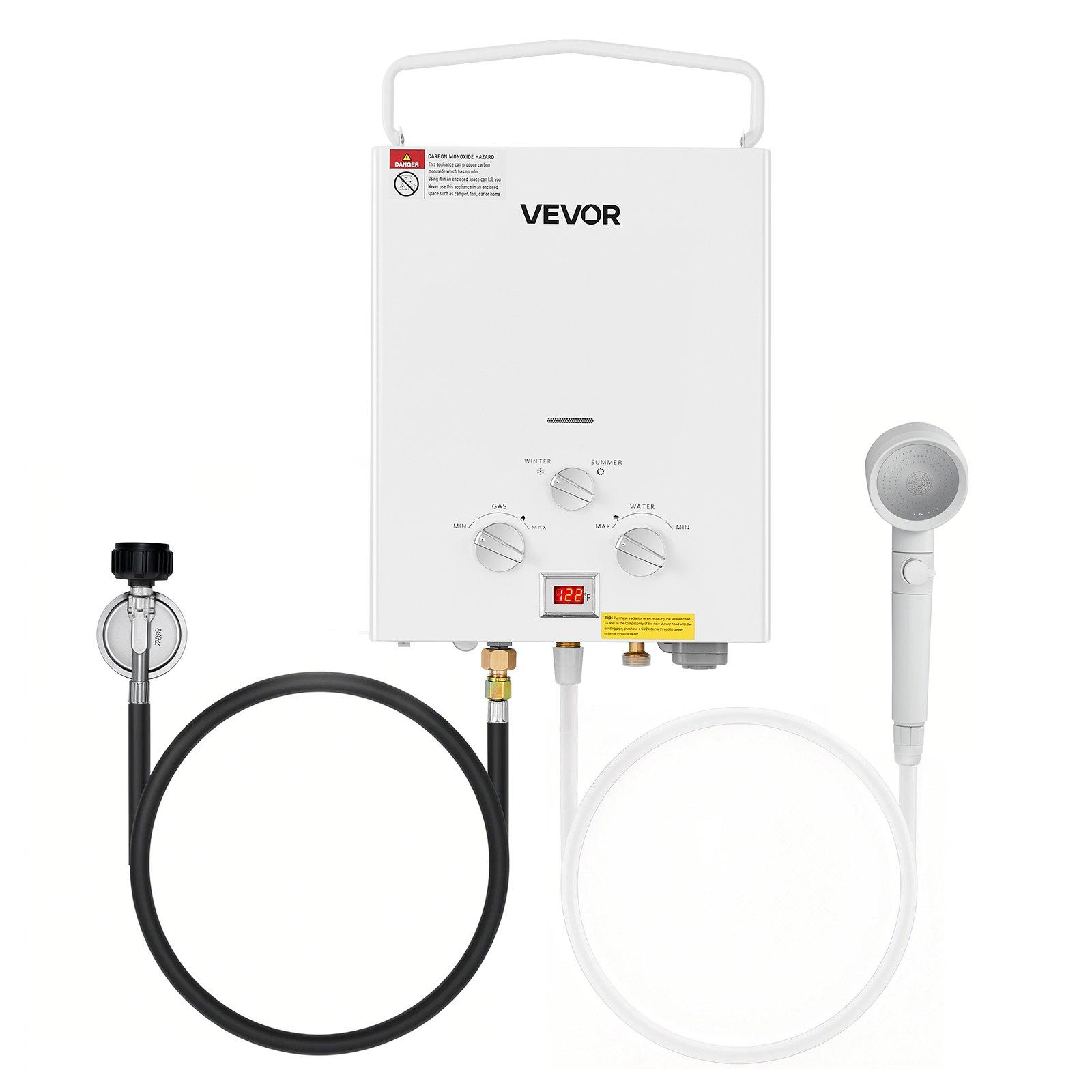 VEVOR Portable Propane Tankless Water Heater (5L) with or without Water Pump, Household Appliances for RV Camping Heating, Father's Day Gift