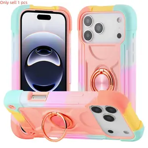 Compatible iPhone 17 Pro Max Case with 360 Degree Rotating Adjustable Ring Stand, Full Body Drop Protection, Shockproof, Durable Colorful Design