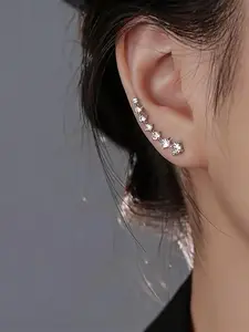 New Fashion Stud Earrings Jewelry (2 Ways to Wear), Elegant Seven-Star Design, Sparkling Zirconia, Hypoallergenic Stainless Steel, Daily Wear & Gift