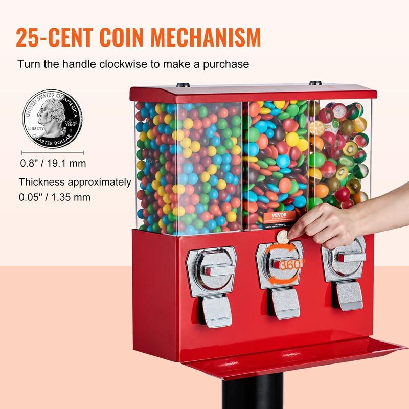 【Spring new arrivals】VEVOR Gumball Machine with Stand Vending Coin Bank Vintage Candy Dispenser Red 【Spring new arrivals】VEVOR Gumball Machine with Stand Vending Coin Bank Vintage Candy Dispenser Red