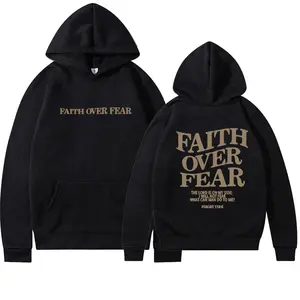 Christian Faith Hoodie Jesus is King Hoodie Faith Over Fear Hoodie Cotton Menswear Casual Comfort Long Sleeve