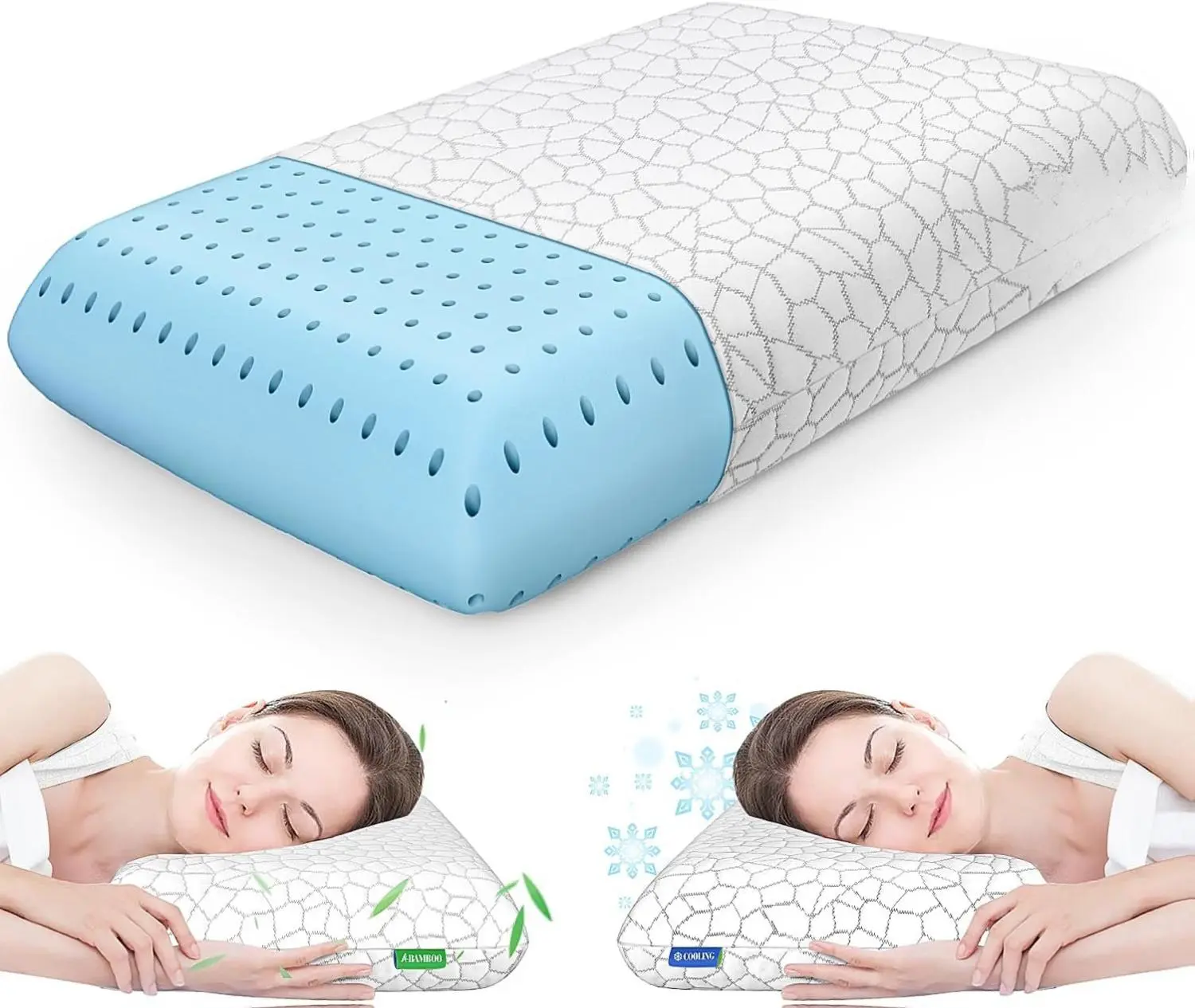 CushZone Memory Foam Pillows for Sleeping - High-Quality CertiPUR-US Core & OEKO-TEX Certified Cover - Removable & Machine Washable - Standard Size 26.2x16.5x5.5 Inches for Side, Neck, Back & Stomach Sleepers