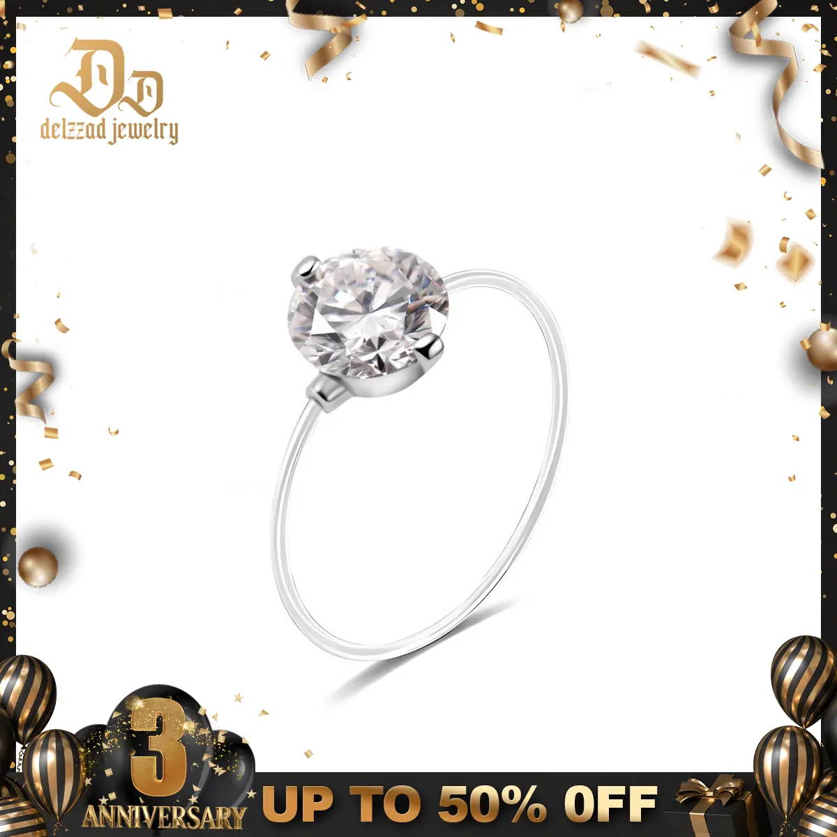 【New Invisible Ring】Delzzad 1-2ct Creative Floating Invisible Ring Luxury Transparent Mermaid Tear Ring Solitaire Prong Clear Thread Ring Band VVS Synthetic Moissanite S925 Ring Jewelry Perfect Birthday Dating Engagement Wedding Anniversary Christmas Gift