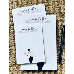 Pop Culture Queen Half Page (5.5x8.5") I Can Do it with a Broken Heart Notepad tear-off notepad notebook