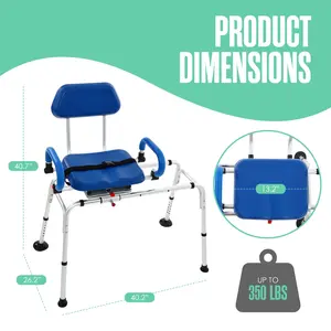 Houseables Tub Transfer Bench, Sliding Shower Chair, Swivel Shower Chair, Transfer Tub Bench, Bathtub Seats for Seniors, Bath Seats for Elderly, Bathtub Assistance for Elderly, Disabled, Handicap