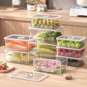 Refrigerator Organizer Box, 6 Counts Clear Food Storage Box with Lid, Stackable Food Storage Container for Fruit, Vegetable, Drinks, Cereals, Refrigerator Accessories, Deep Freezer Organizer, Stackable Fridge Organizer