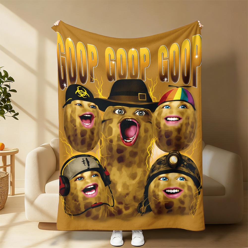 Goop Goop Goop Funny Peanut Meme Print Flannel Blanket Cooling Blanket Homegoods Soft Cozy For Bedroom Living Room Sofa Couch For Meme Lovers Teens Adults Perfect Gift Suitable for all four seasons cozy flannel blanket