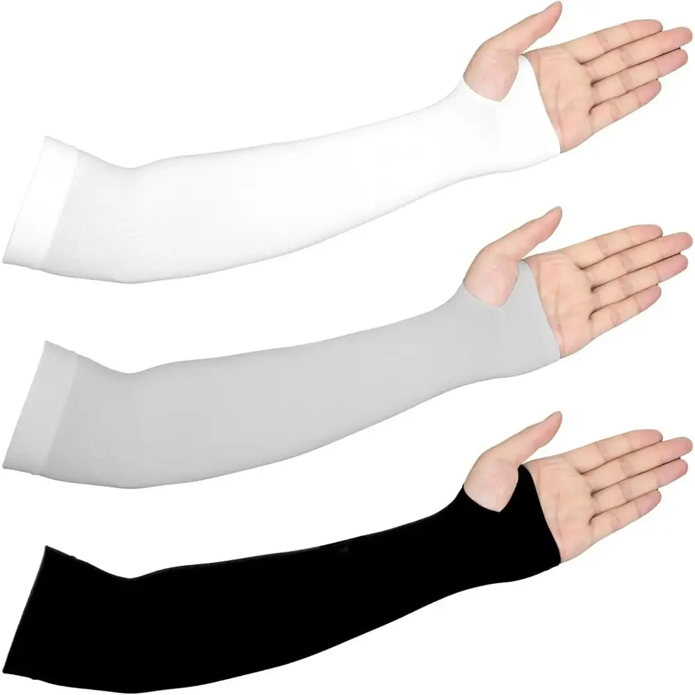 Arm Sleeves with Thumb Hole 1 Pack Uv Arm Sleeves with Thumb Holes Protection Ice Silk Cooling Sleeve 3 Colors Sun UV Protection Arms Warmers Tattoo Cover for Outdoor Sports Cycling Hiking