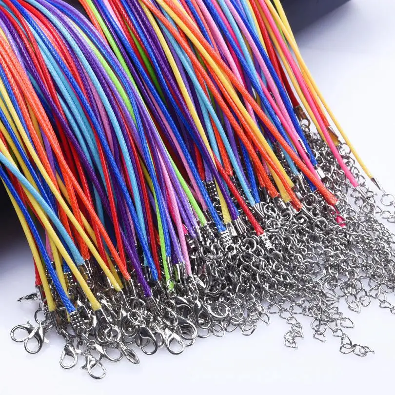 50cm Braided Adjustable Rainbow Leather Rope Wax Cord DIY Pendant Necklace For Women Men Accessories 10/20/30pcs Colorful Chain