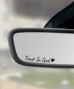 DIBMS 4PCS Love You Safe Driving Car Stickers,Cars Decals,Car Accessories Trust in God Rearview Mirror Sticker,Auto Stickers and Decals,Auto Decals for Women,Trust in God Mirror Decoration,Fits Most Vehicles (Black)