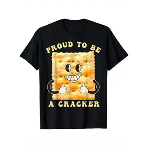 Proud to Be a Cracker Men's T-Shirt 100% Cotton 180g Pure Cotton Plus Size 4XL 5XL Soft Short Sleeve Top Gift for Friends on Holidays
