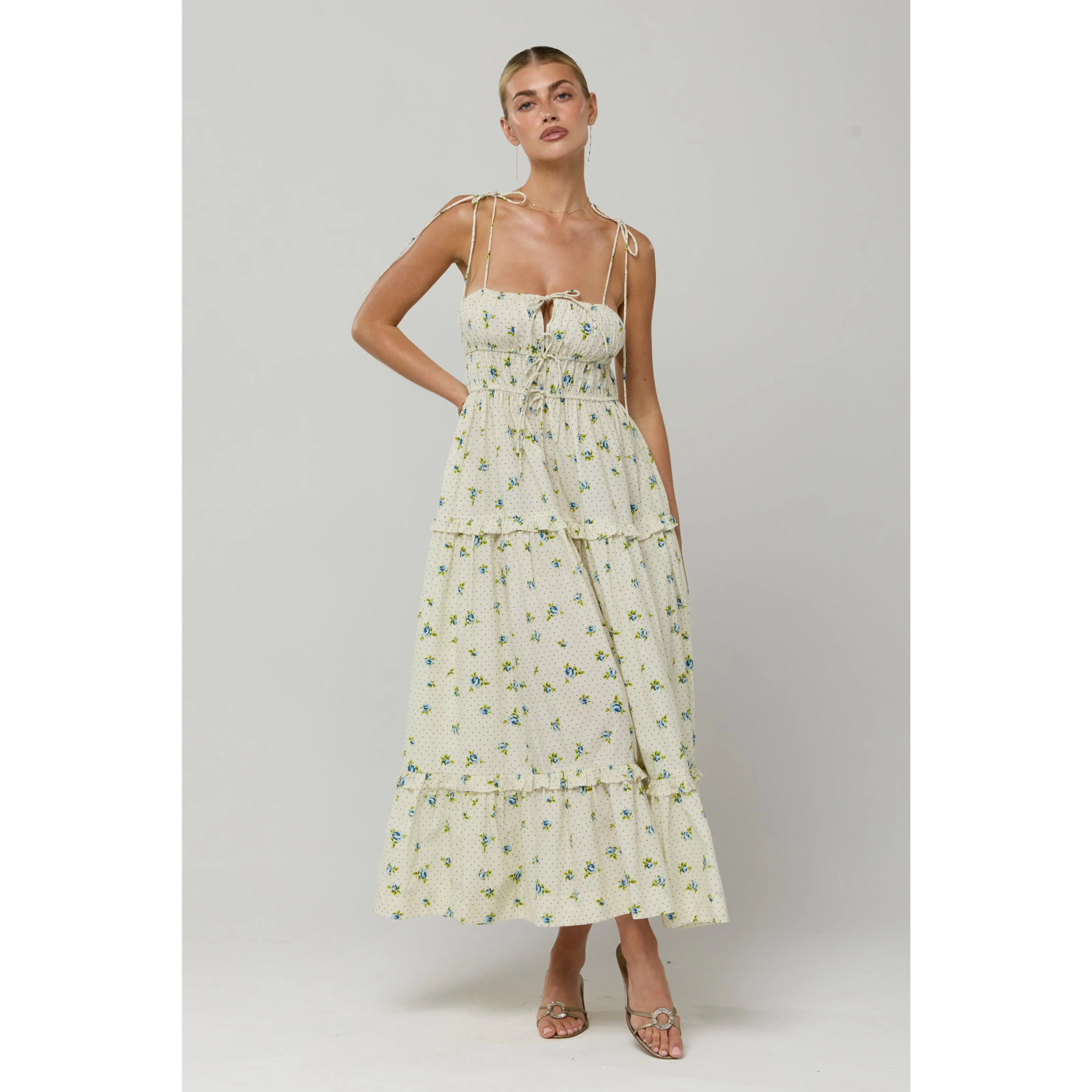 Olivia Dress in Cotton Bluebell