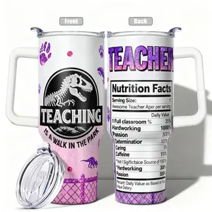 1pc Stainless Steel Cup 40oz/30oz/22oz/20oz/14oz Water Bottle,Funny Design With Dinosaur Skeleton Teacher Nutrition Facts Double-layer insulation Leakproof Large Capacity, Needed for Gym, Hiking, Travel Ideal Bi