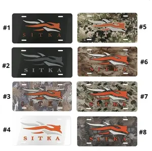 SITKA Logo Black and Camouflage Hunting License Plate Set, Assorted Styles Decorative Aluminum Car Tag or Wall Sign, 12"x6", Pre-Drilled, Easy Install