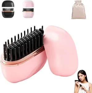Mini Straightener, Rechargeable Portable Hair Straightener Brush, Fast Heating Hot Comb for Home Travel Gift, Anti Scald Shell, Lightweight and Portable, 3-Speed Temperature Control
