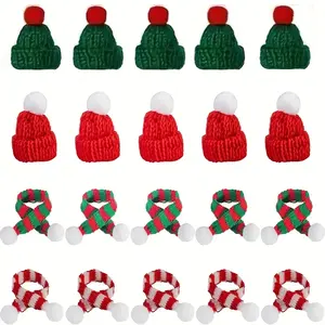 20pcs Mini Christmas Hats & Scarves Set, Decorations, Perfect for DIY Crafts, Tree Ornaments, Snowman Decor