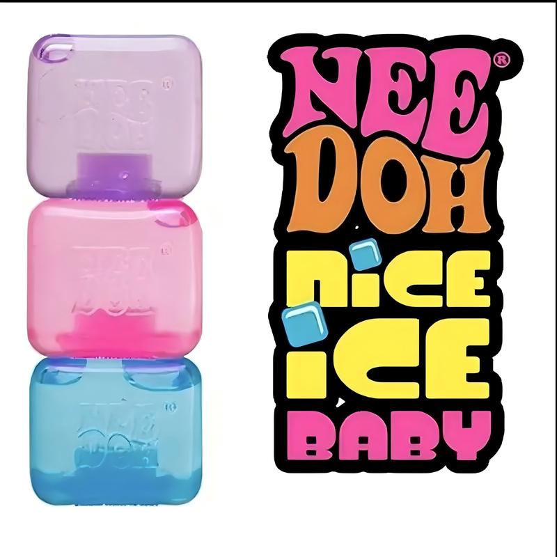 NeeDoh Nice Berg Sensory Squeeze Toy - Giant 2.25'' Pink Nice Cube with Super Solid Squish, Satisfying Square Shaped Sensory Toy, Children Ages 3+(1 Pack)