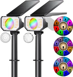 Solar RGB Spot Light, 25 Modes Landscape Spotlights walllight garden lights outside garden lamp solar lighting Led lights outdoor solar powered
