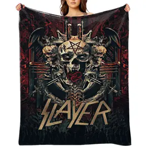 Slayer-Band-Flannel Throw Blanket for Girls Boys- Ultra Soft, Anti-Shrink & Wrinkle-Resistant ,Quick-Dry, Machine Washable Cozy Throw ,Perfect Gift for Kids Adults A-68