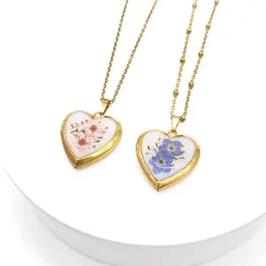 Handmade Pressed Flower Heart Photo Locket - Personalized Jewelry