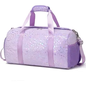 L-CPB007 Duffel Bag for Girls Fluffy Dance Bag for Girls Ballet Bag Girls Sports Gym Bag Water Resistant Travel Duffle Bags with Shoes Compartment