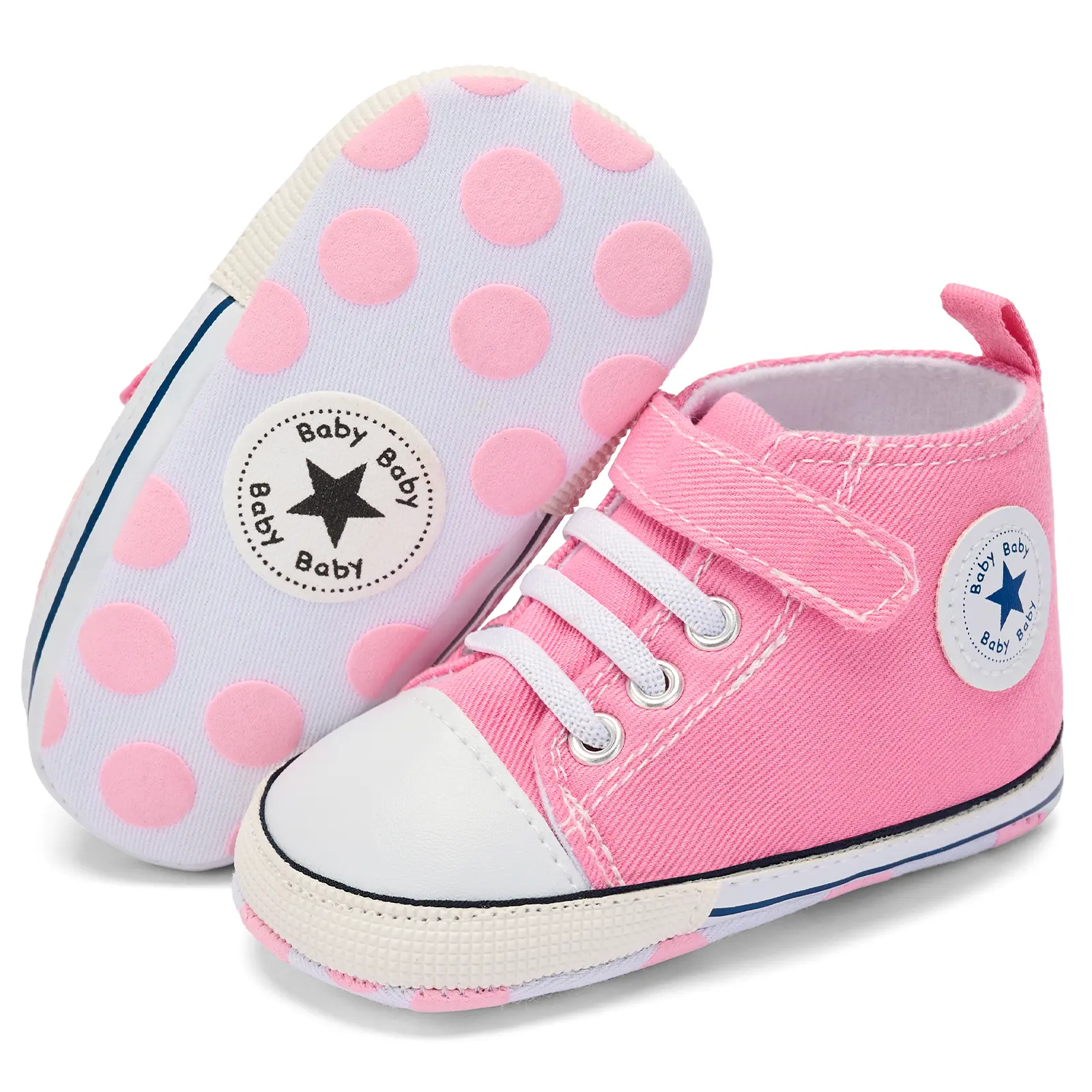 Baby Shoes Infant Shoes for 0 6 9 12 18 Months Baby Sneakers  First Walkers  Shoes Baby Canvas Shoes Indoor Outdoor Baby Slippers  Infant High Tops Shoes Todddler Shoes Non-Slip Unisex Baby Snearkers Lightweight Flexible Breathable Shoes