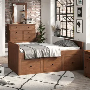 Marinos Rustic Twin Captain Storage Bed with Underbed Drawers By Furniture of America
