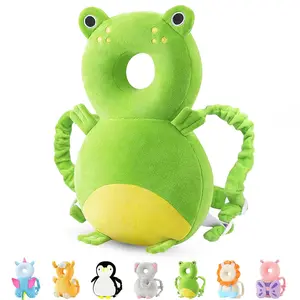 Baby Head Protector Backpack, Toddler Walking Fall Head Protection, Green Frog