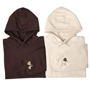 Custom Embroidered Initial Heart Hoodie On Sleeve for Couple – Personalized Couple Hoodie Outfit For Valentine’s Day Gift