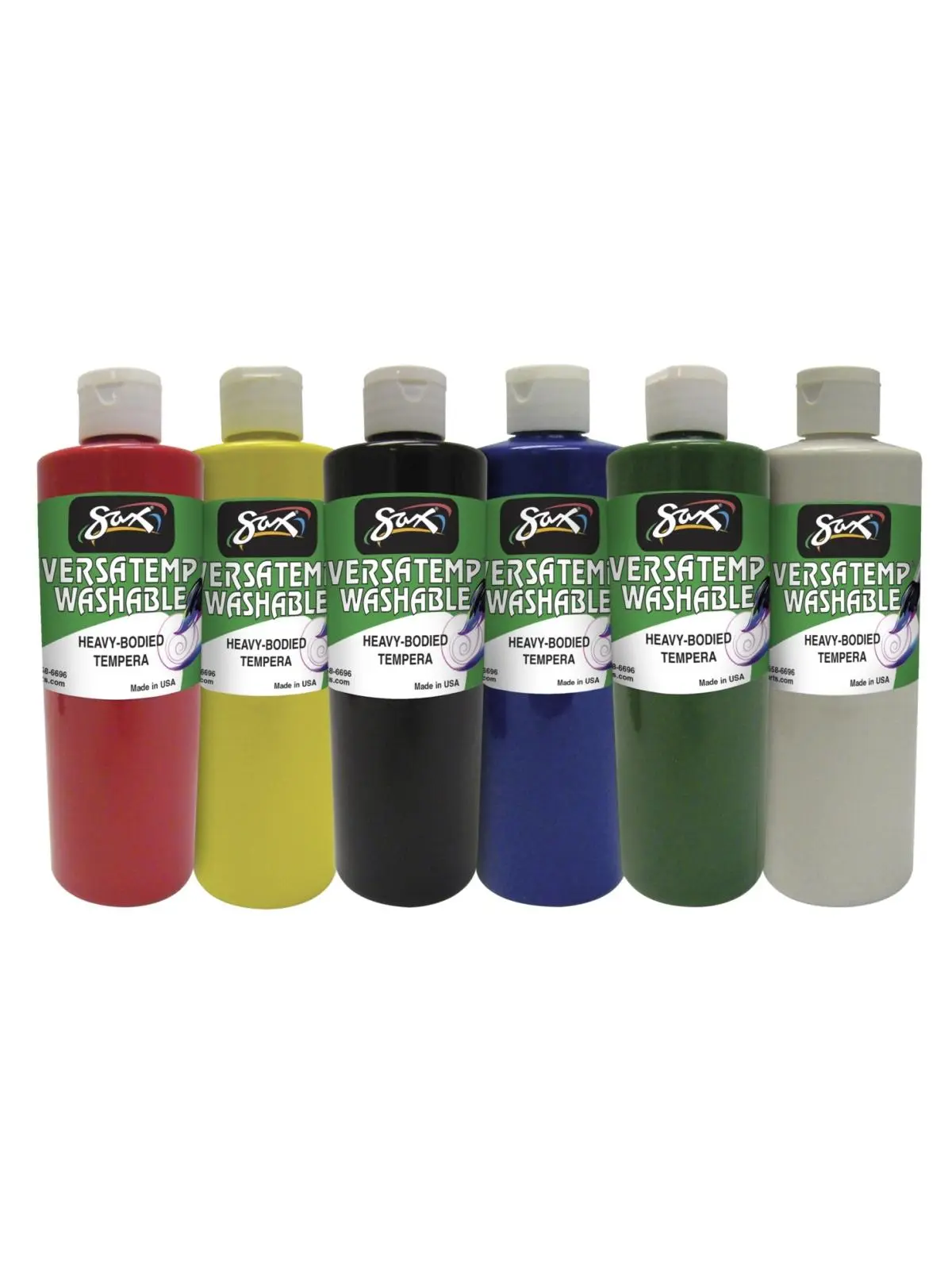 Chroma Acrylics 1592697 Versatemp Washable Heavy-Bodied Tempera Paint Set, 6-Bottle Freeze-Thaw Stable Set with Creamy Consistency, for Kids, Ideal for Block & Screen Printing (School & Office Stationery)