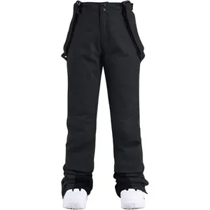 Women's Insulated Warm Winter Snow Ski Pants Outdoor Waterproof Snowboard Bib Pants with Detachable Suspender