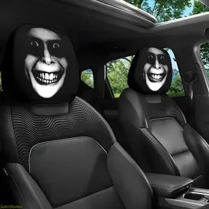 2-piece set of horror themed car headrest covers, car seat covers, comfortable and stylish design, easy to install, suitable for cars, trucks, SUVs,