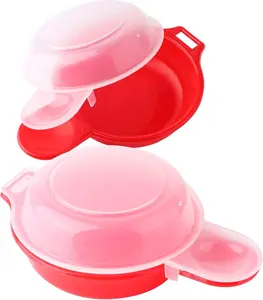 2 sets Microwave Egg Cooker,1 Minute Fast Egg  Omelet Maker Kitchen Cooking Tool(Red and clear)