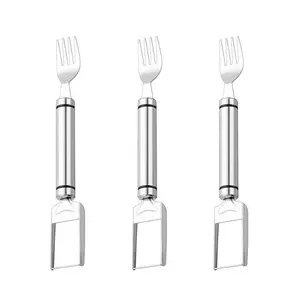 【3 Pack】Watermelon Fork Slicer,Watermelon Slicer Cube Cutter Tool, 2-in-1 Stainless Steel Fruit Cutter, Dual Head Fruit Forks Slicer Knife with Round Handle,Fruit Cutting Kitchen Utensils,Portable Modern#summer