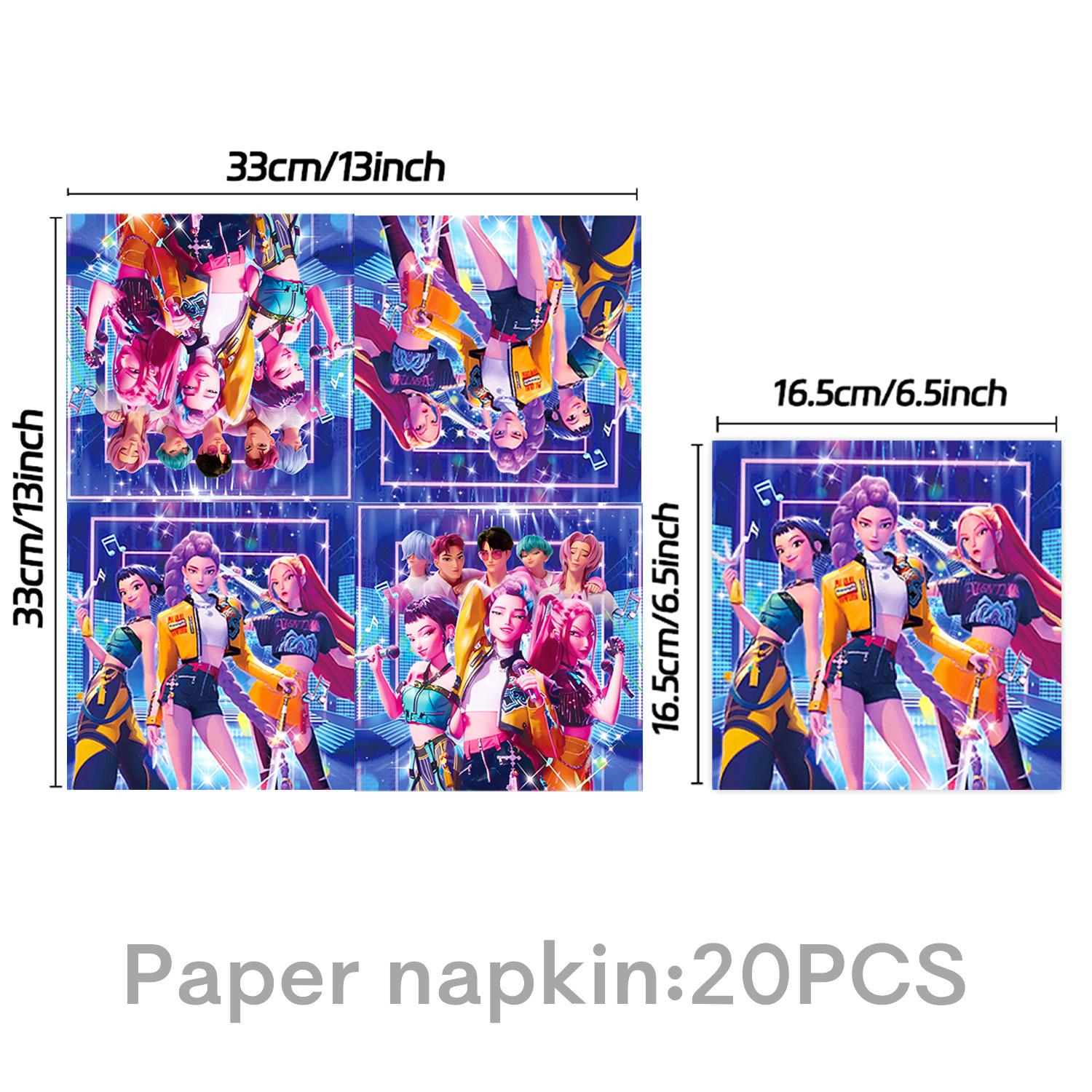 For K Pop Demon Hunters Party Supplies,62 PCS Birthday Decorations Set Include Banner,Balloons,Hanging Swirls,Cake Cupcake Toppers for Boys Girls Hunters Theme Party