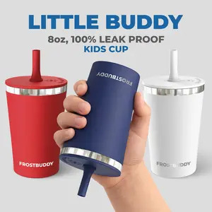 Little Buddy - LeakProof - 8oz Kids Cup - Silicone Straw - Stainless Steel - Double Walled Vacuum Sealed Little Buddy - LeakProof - 8oz Kids Cup - Silicone Straw - Stainless Steel - Double Walled Vacuum Sealed