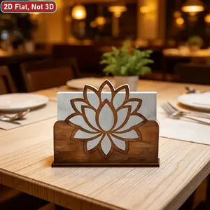 Handmade Lotus Napkin Holder, Wooden Table Dispenser, Wood Grain Decor, Kitchen Counter or Dining Table Decoration, Home Use, Compatible with Napkins, Paper, Menu Cards
