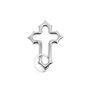 Crusader Carabiner Gothic Cross Metal Keychain Solid Design Zinc Alloy Ideal for Heavy Belt Loop Accessories Bold Streetwear Fashion