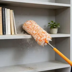 Retractable electrostatic duster, microfiber, flexible duster, household cleaning feather duster
